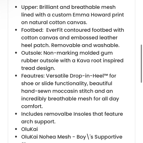 OluKai Nohea Mesh Boy's Supportive Slip On Hybrid Loafer Shoes Youth 5 Grey - Picture 10 of 11